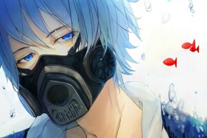 art, fish, guy, Kaito, object spring, Under water, vocaloid