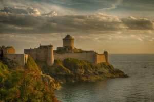 hrad, Fort La Latte, pevnosť, Francúzsko, rock, more, veža