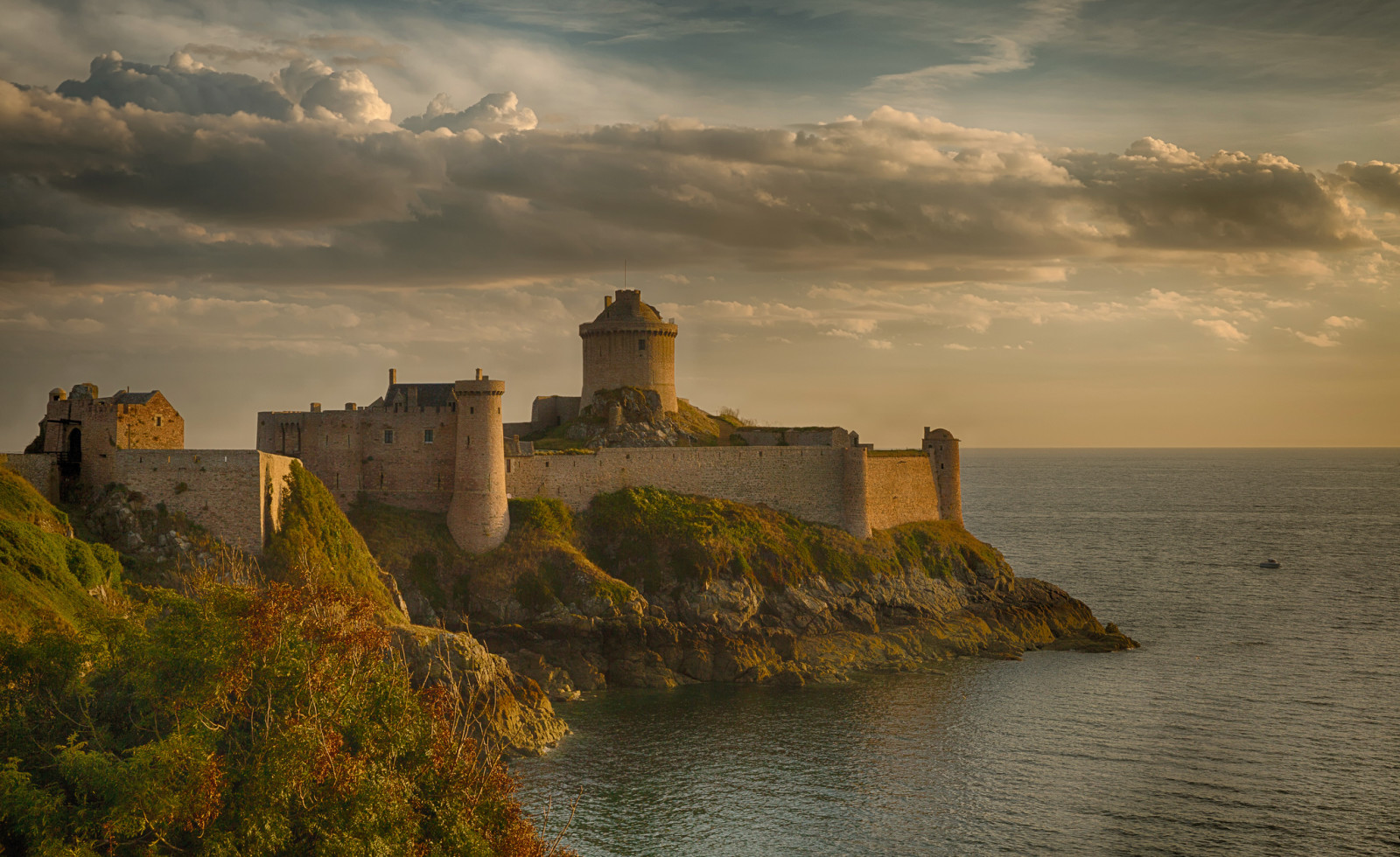 tenger, Franciaország, erőd, vár, szikla, torony, Fort La Latte