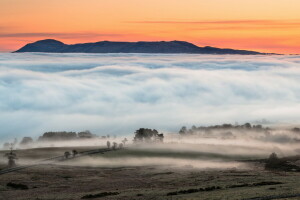 niebla, Loch Leven, amanecer