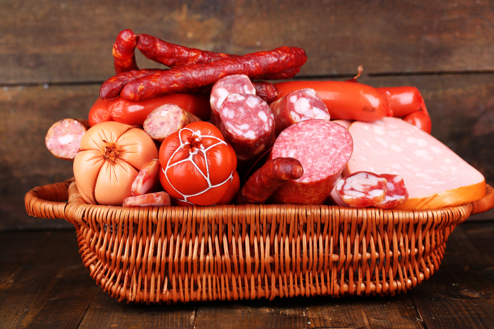 saucisse, nourriture, photo, panier, Produits carnés