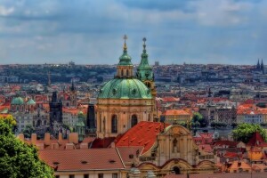 bâtiment, Église, République Tchèque, Petite ville, Mala Strana, panorama, Prague, Église Saint-Nicolas