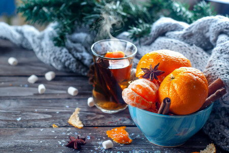 Natal, canela, conforto, calor, Alegre, Ano Novo, cachecol, tangerinas