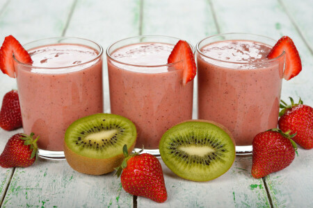 kiwi, milkshake, strawberry