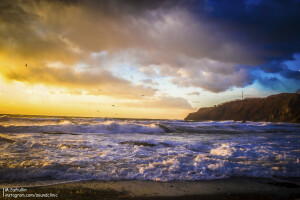 trouver, impressionnant, janvier, Primorye, le coucher du soleil