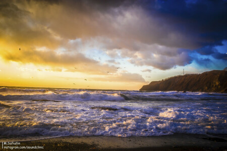 finden, beeindruckend, Januar, Primorye, Sonnenuntergang