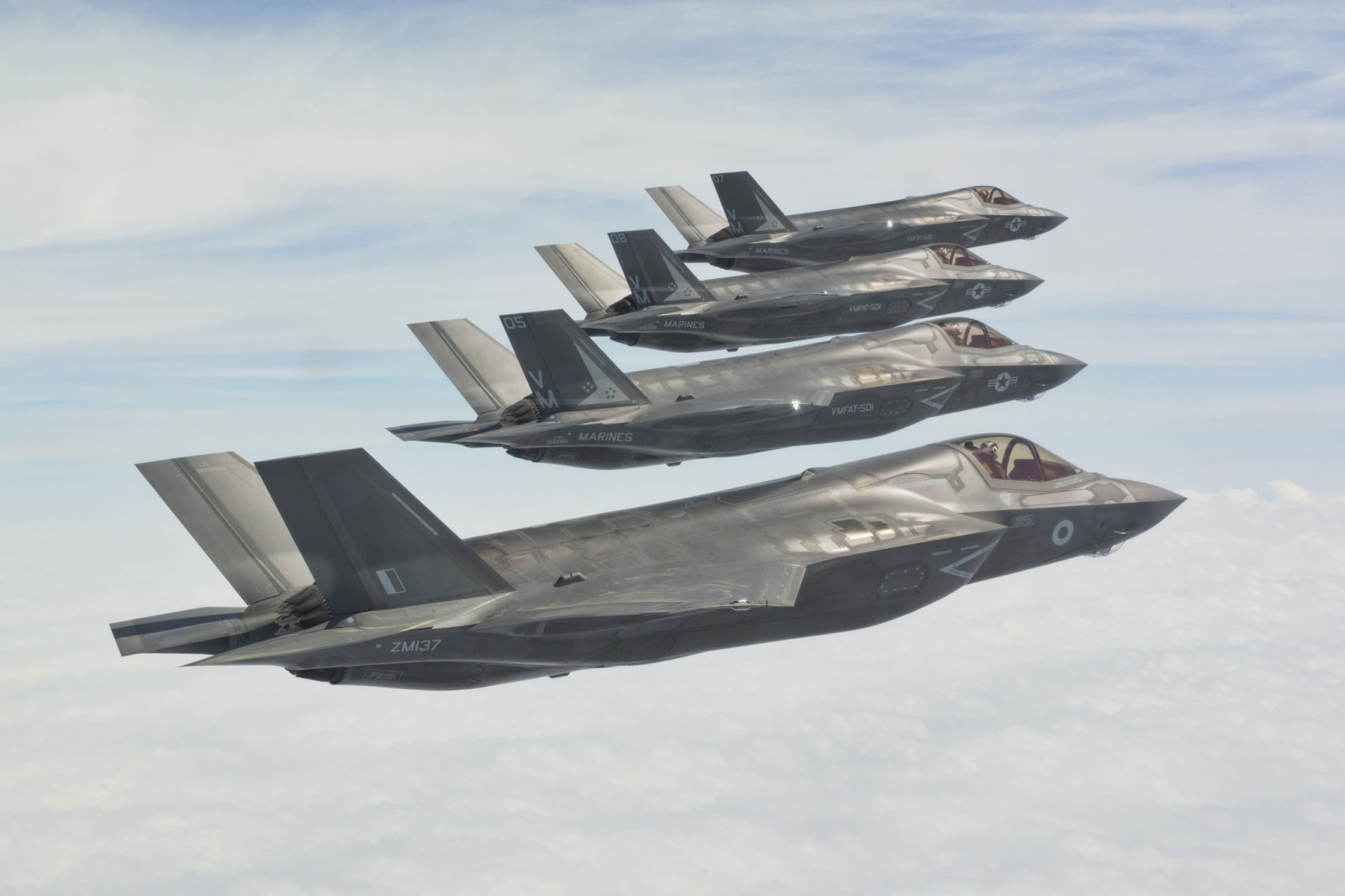 the sky, flight, Stroy, Fighters, F-35B, bombers