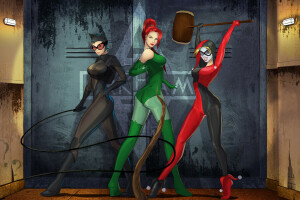 oppasser, catwoman, DC-strips, harley quinn, Poison Ivy