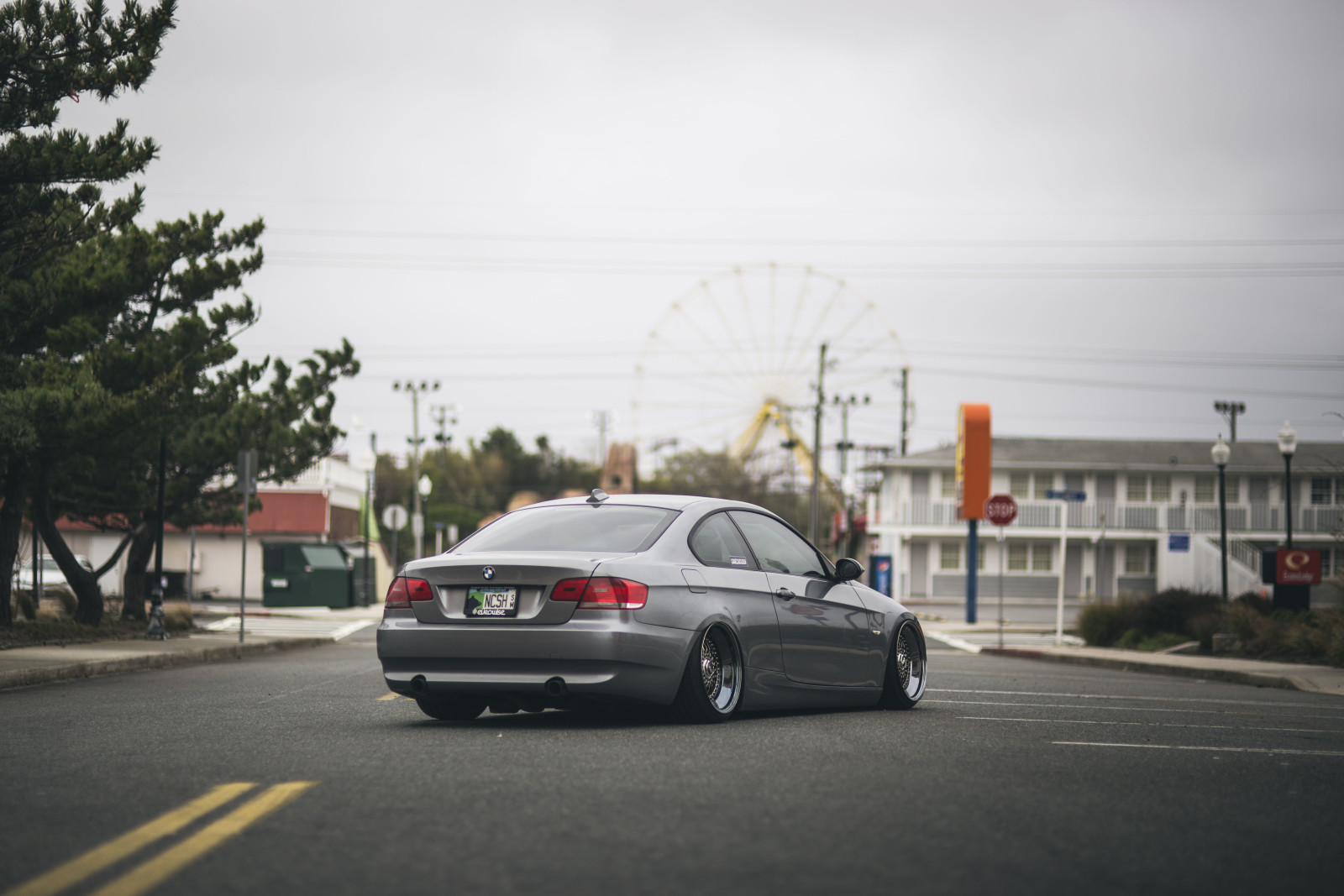 rue, BMW, retour, Motel, Panneaux, grande roue, Pluvieux, 335i