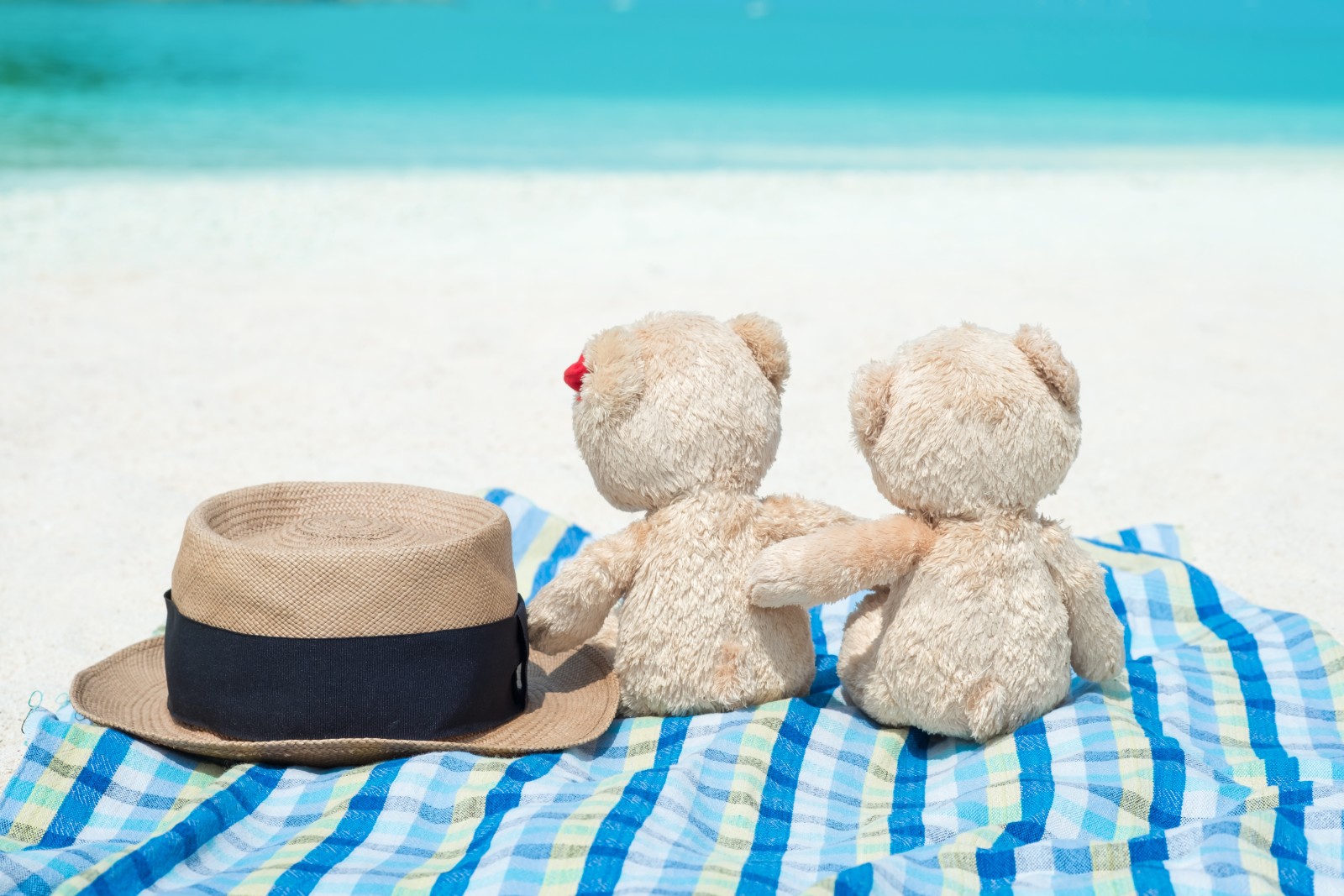 love, romantic, beach, sea, bear, pair, cute, two