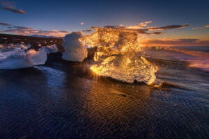 Strand, Dämmerung, Eis, Licht, Der Ozean