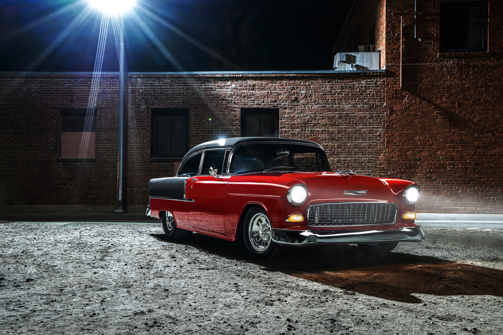 auto, Klasický, retro, 1955, Chevy Hardtop