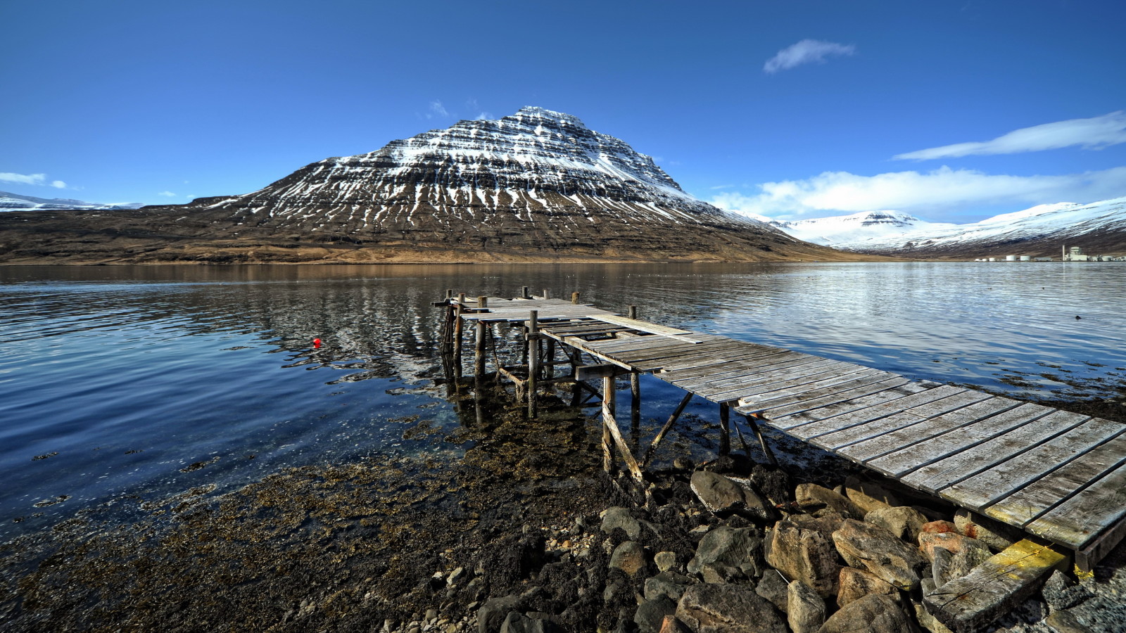 Berg, meer, landschap, Brug