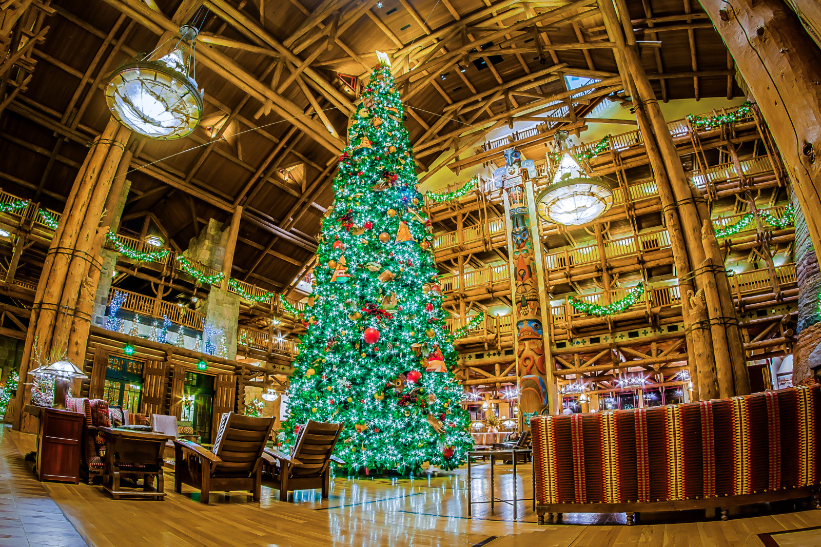 árbol, Año nuevo, Navidad, fiesta, luces, Estados Unidos, interior, guirnalda