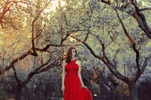 Hintergrund, Kleid, Mädchen, in rot, Stil