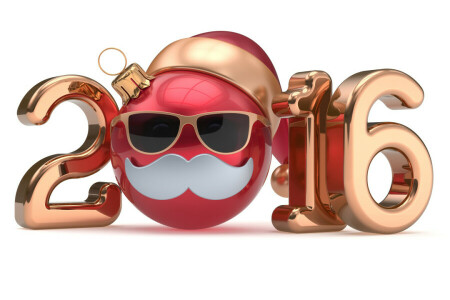 2016, Ball, Zahlen, glücklich, Neujahr, Smiley