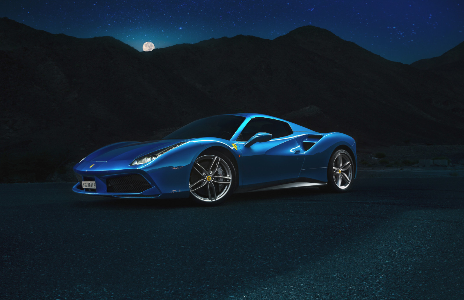 blauw, supercar, ferrari, Spin, Voorkant, 488