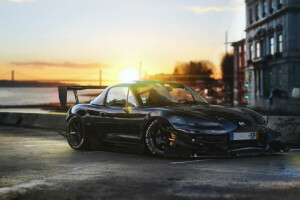 angrep, svart, Front, Mazda, MX-5, tid, tuning