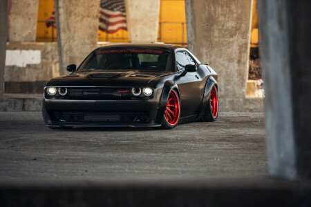 Preto, Dodge Challenger, Hellcat, SRT, afinação