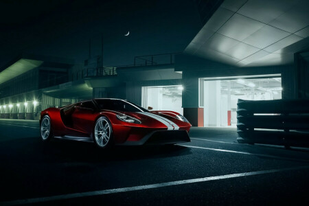 2016, color, Ford, night, red, supercar, track