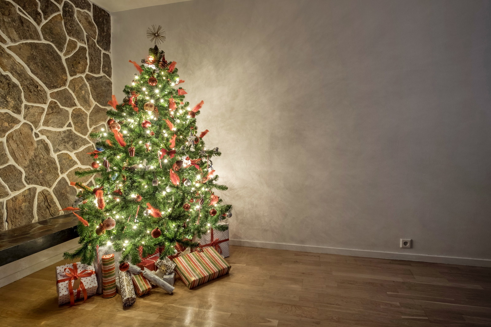 albero, Nuovo anno, Natale, decorazione, allegro, i regali, natale, candele