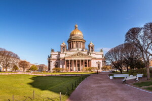 arquitectura, Catedral, Peter, Rusia, San Petersburgo, spb, Catedral de san isaac