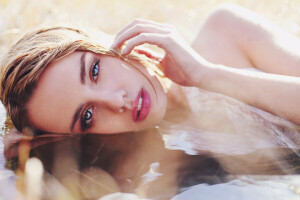 eyes, face, girl, water