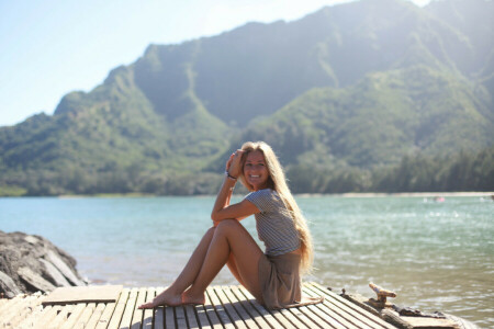 ragazza, natura, Sorridi, estate