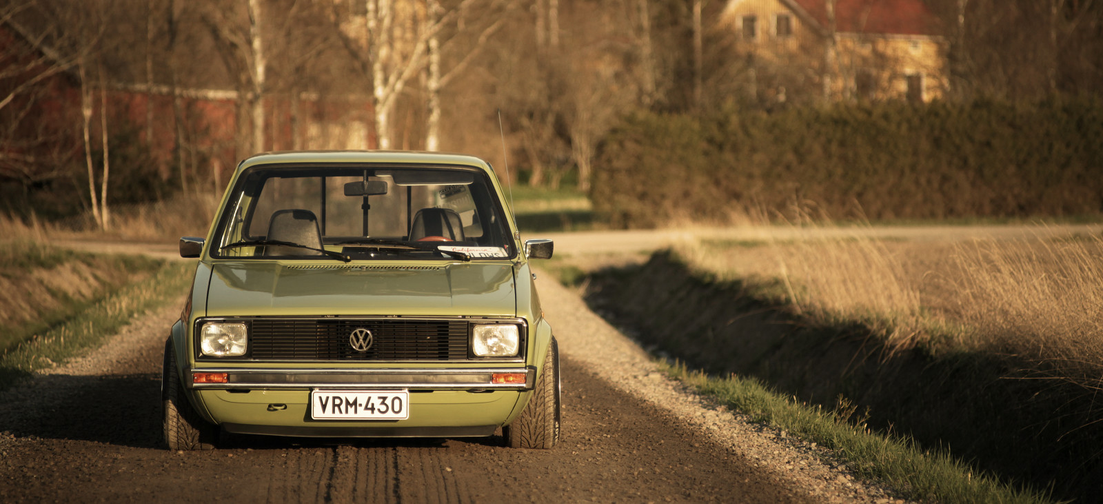 Casa, strada, luci, campo, ombra, Davanti, Volkswagen, la campagna