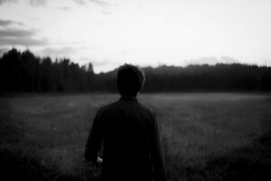 field, fog, forest, guy, the sky