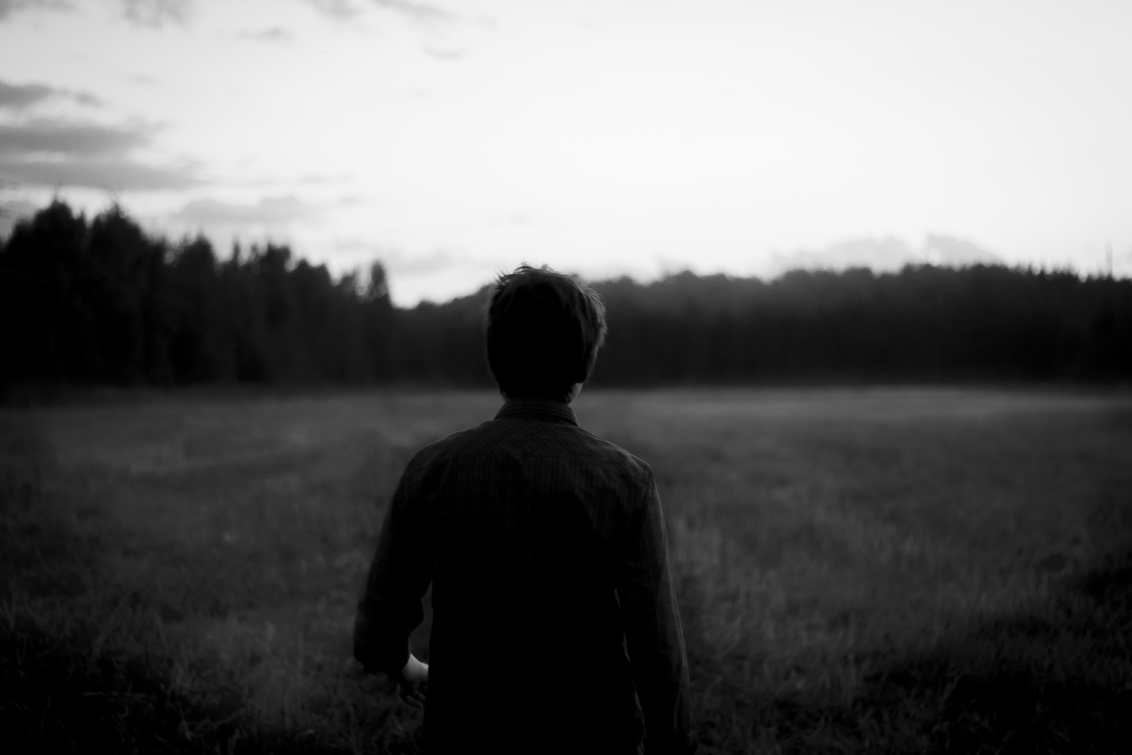 forest, the sky, field, fog, guy