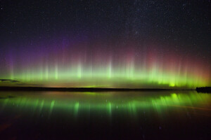 Aurora boreal, noche, Auroras boreales, estrellas