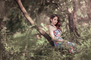 asian, girl, mood, nature