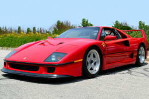 F40, ferrari, vermelho, A frente