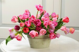 bouquet, flowers, spring, tulips