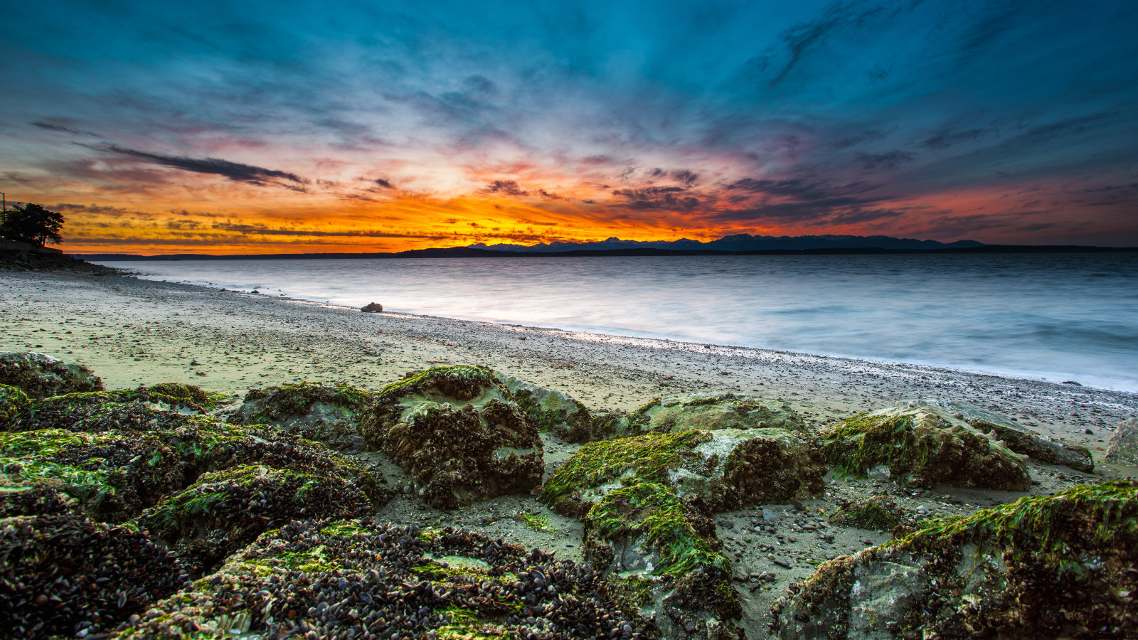 the sky, shore, stones, sea, clouds, The ocean, coast, horizon