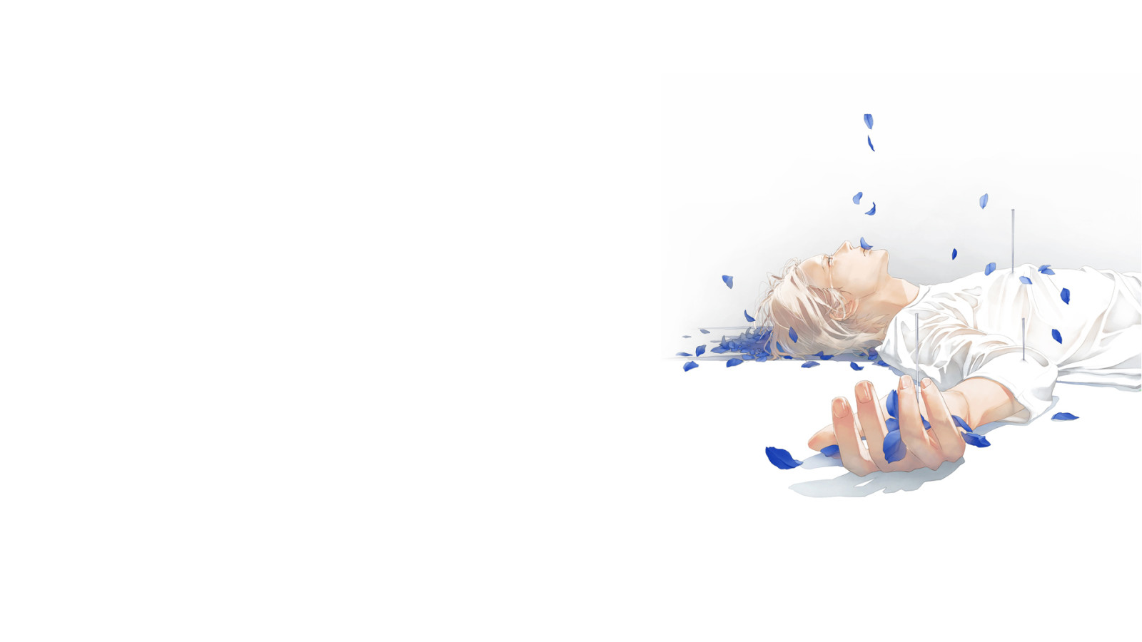 lies, art, petals, guy, nails, tears