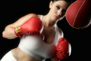 Boxe, ragazza, formazione