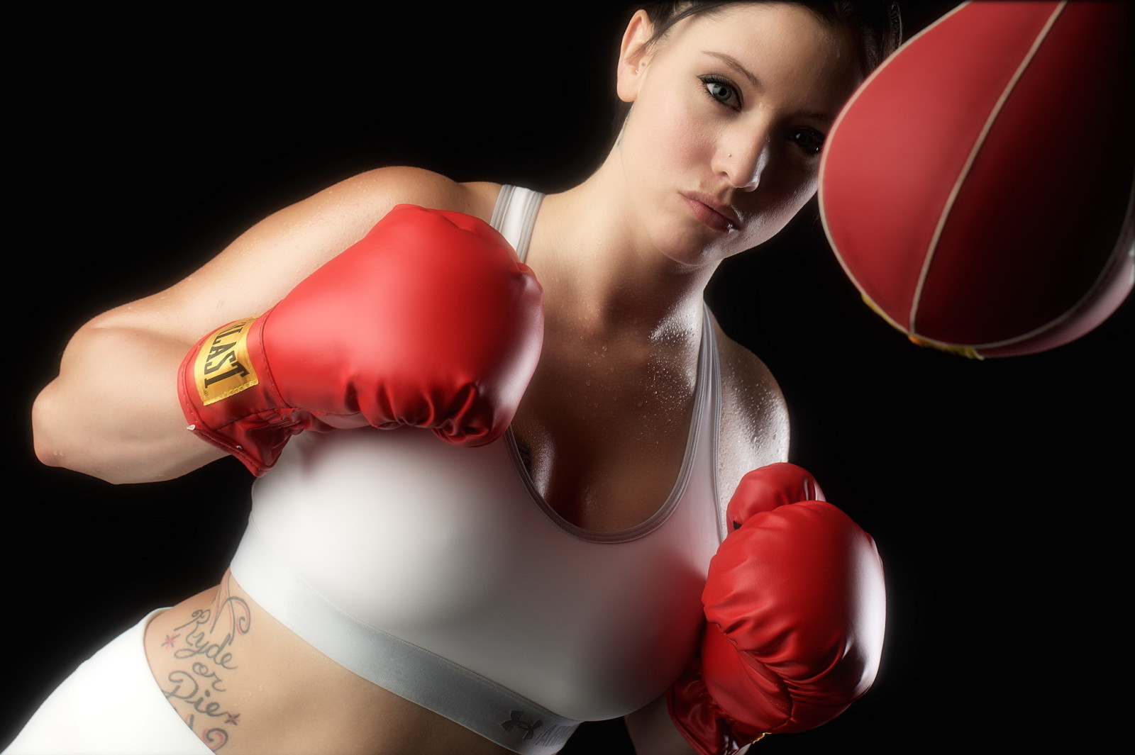 menina, Treinamento, Boxe