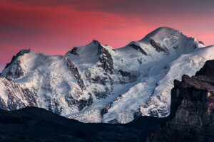 GÜZELLİK, bulutlar, peyzaj, mont Blanc, Dağ, pembe, Samoëns, gökyüzü