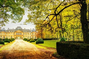 autumn, castle, Garden, house