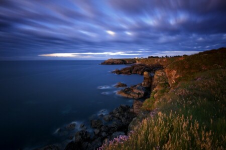 Golfo de Vizcaya, Belle Isle, costa, Francia, rocas