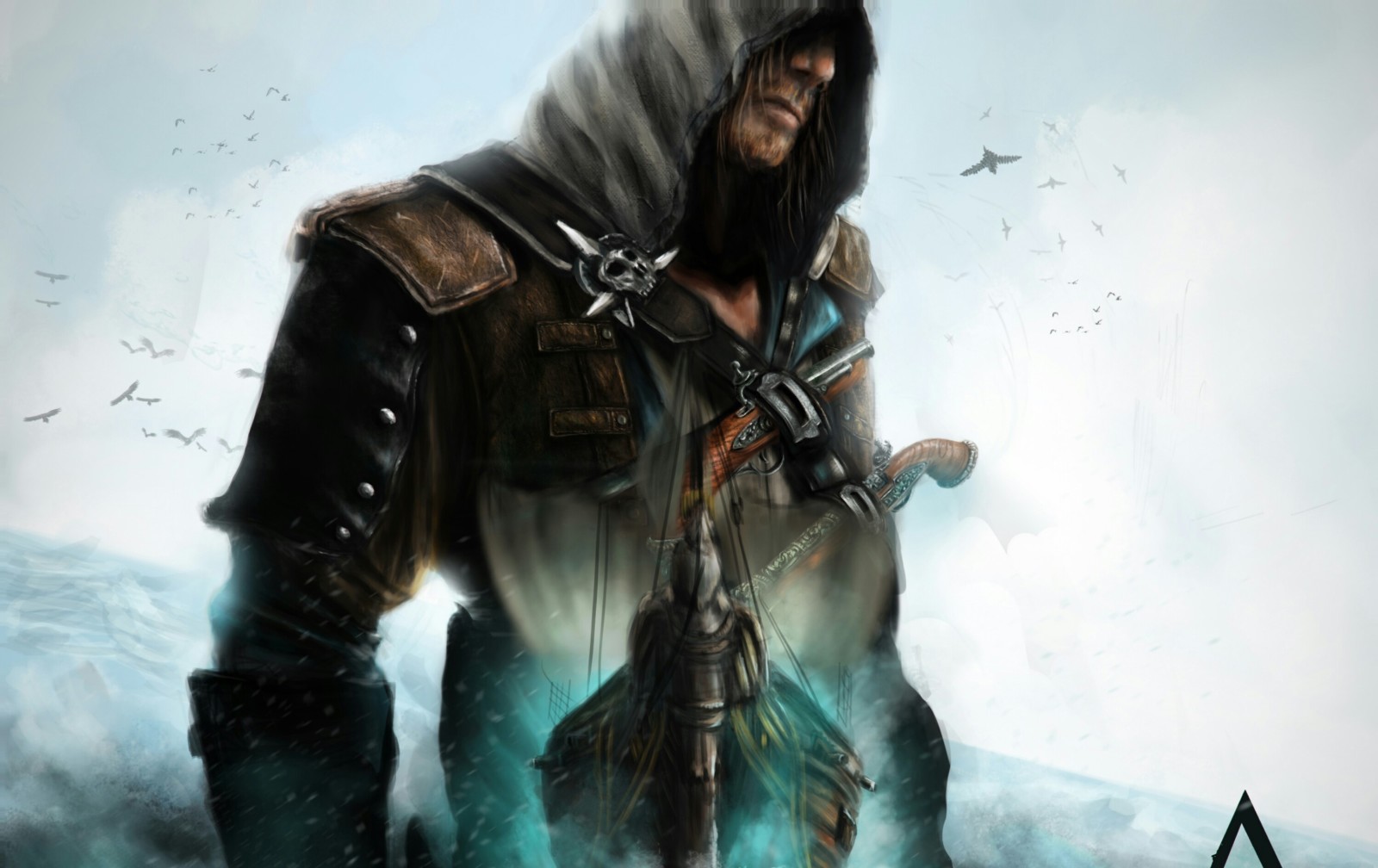 mar, Arte, agua, aves, Edward Kenway, IV bandera negra