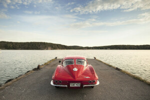 1963, indietro, Corvetta, lago, forare