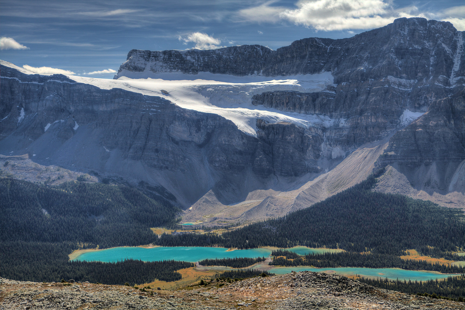 foresta, il cielo, lago, alberi, nuvole, montagne