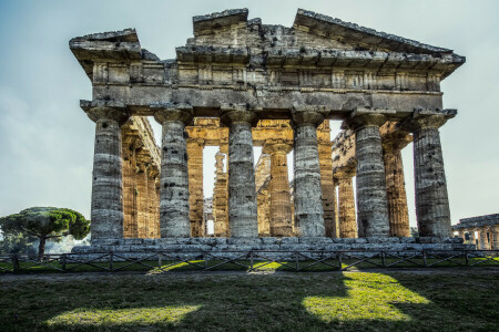 kolonner, Italien, Paestum, ruiner