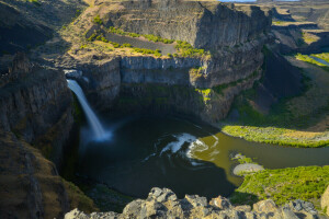 mountains, river, rock, stones, stream, waterfall