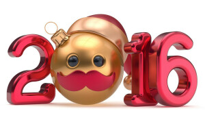 2016, Ball, Zahlen, glücklich, Neujahr, Smiley