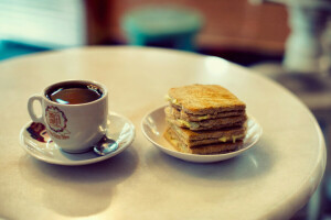 pain, café, biscuits, tasse, dessert, sandwich, sladosti