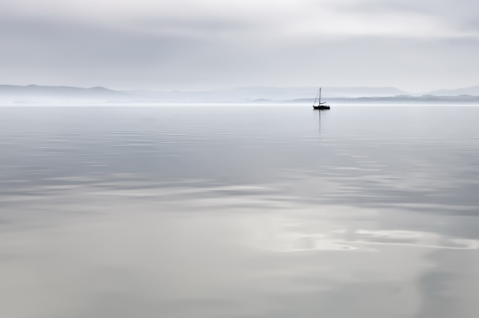 Lac, paysage, bateau